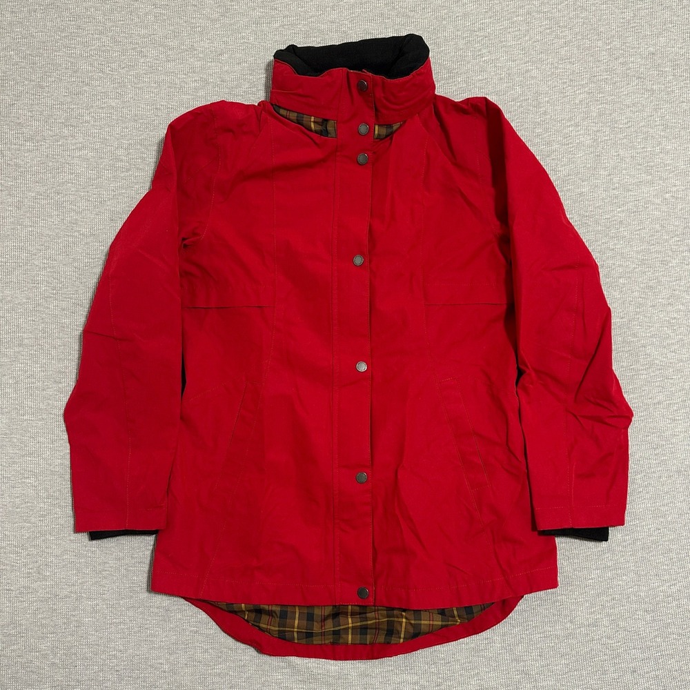 Pendleton Red Plaid Lined Barn Jacket CW129 Mock Neck Zip Snap Womens Size S